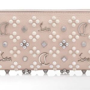 Christian Louboutin Nude Pearl-Studded Leather Wallet
